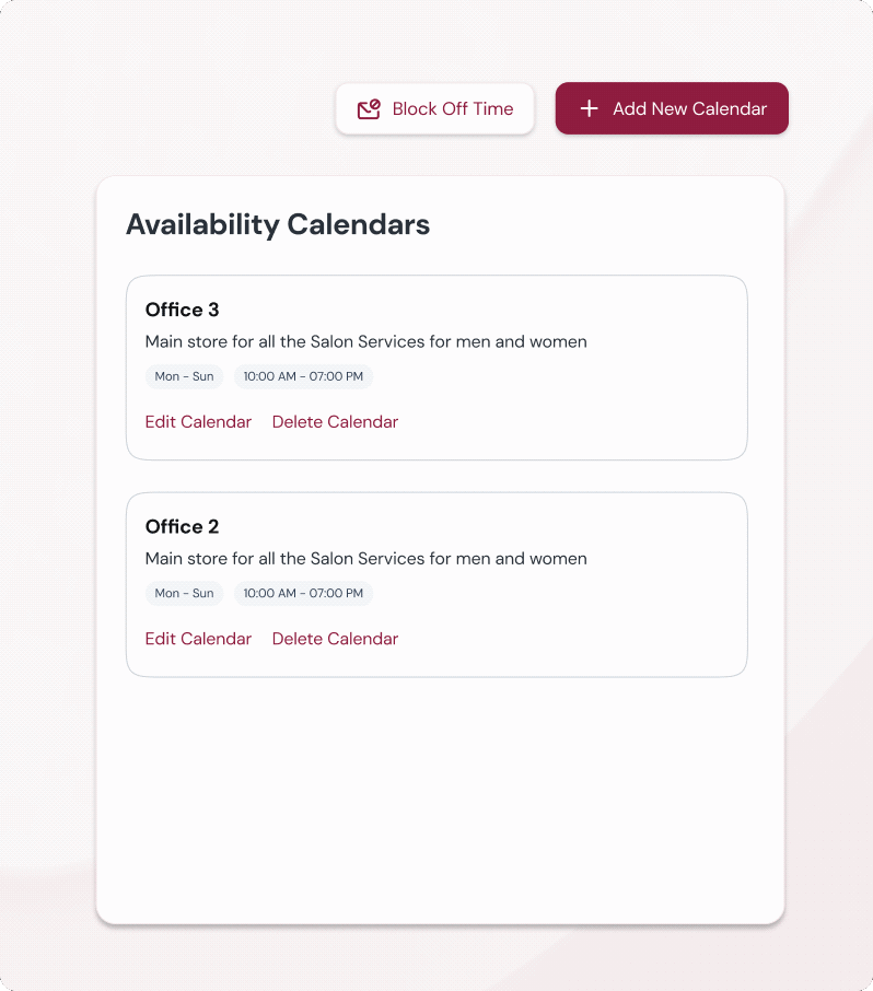 Availability Calendars
